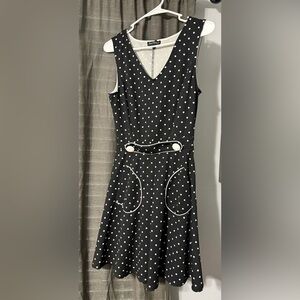Sleeveless Black Polka Dot Fit-and-Flare Dress
